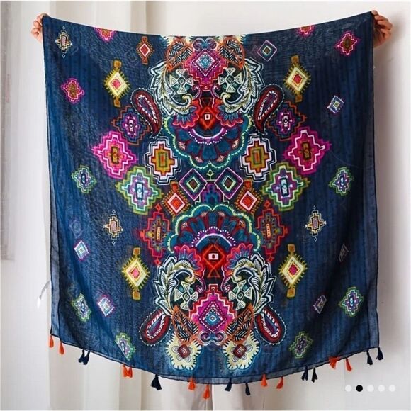 PAISLEY Tribal scarf boho Tassel wrap Shawl - Picture 2 of 5